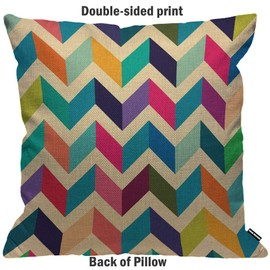 HGOD DESIGNS Cushion Cover Multicoloured Zig Zag Plain Blue Yellow Pink Throw Pillow Cover Home Decorative for Men/Women living room Bedroom Sofa Chair 18X18 Inch Pillowcase