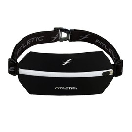 Fitletic Phone Holder Sport Plus Bum Bag Lightweight and Sleek Running Belt with Adjustable Strap Durable Mini Waist Bag for Men and Women Ideal Sport Bag for Outdoor Activities (Black/Reflective)