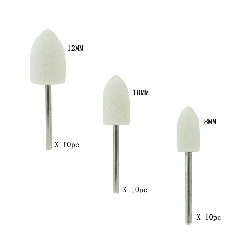 Luo ke 30 Pcs Wool Felt Polishing Bits, 3/32'' Shank