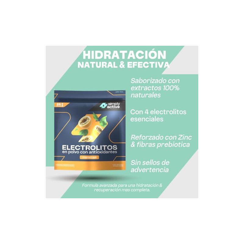 Electrolitos Polvo Maracuyá Sticks Azúcares Añadidos Suero Oral Magnesio Potasio