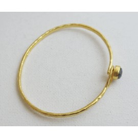 Labradorit Sterling Silber Armband - Natürlicher Edelstein - Geburtstagsgeschenk - Weihnachtsgeschenk - Handgefertigte Geschenkideen für Frauen (Silber vergoldet)