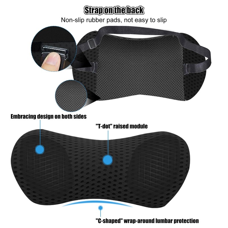Lumbar Cushion, Back Cushion with Removable Elastic Band, Non-Slip Lumbar