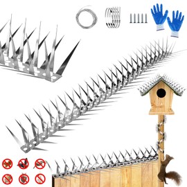GRECOMEIN Bird Spikes 40 Inch Stainless Steel Bird Deterrent, Snake and Raccoon Deterrent, Squirrel Baffles for Bird Feeders, Anti Climb Spikes