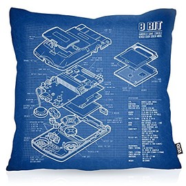 Void 8 Bit Hand Held Blueprint Kapa Cushion Cover Outdoor Indoor Video Game, blue, 80 x 80 cm