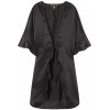 Victoria's Secret Sexy Satin Kimono Black Ruffle Graphic Robe One