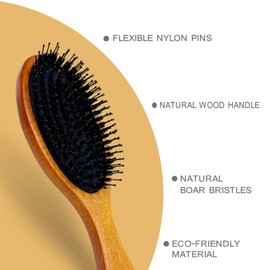 RAIN’S SECRET Boar & Nylon Bristle Brushes for Women Men Kid,Natural Wooden Brush, Wet/Dry Hair Smoothing Massaging Detangling,Scalp Massage, Perfect Hair Care Tool