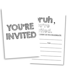 Doguiei Simple Black Birthday Party Invitations, Party Invitations Card for Boys (30 Cards & 30 Envelopes)