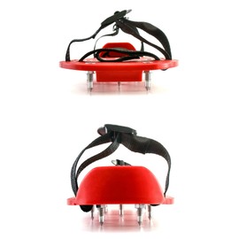 QWORK Spiked Shoes, 2 Pair Lawn Aerator Shoes with 1" Short Spikes Perfect For Epoxy Floor, Overlays, Cover Installation, Red Color
