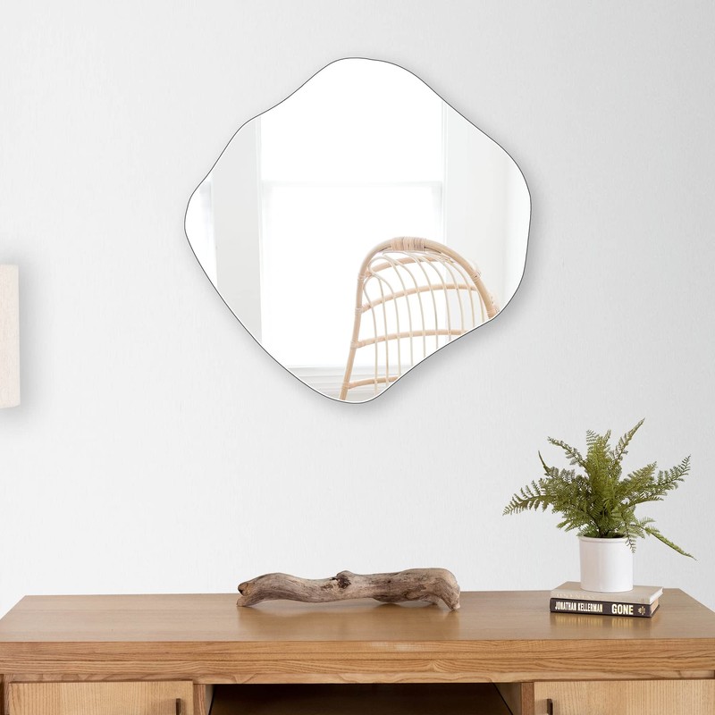 BOMINICA Irregular Wall Mirror Asymmetrical Mirror Frameless for Bathroom Living