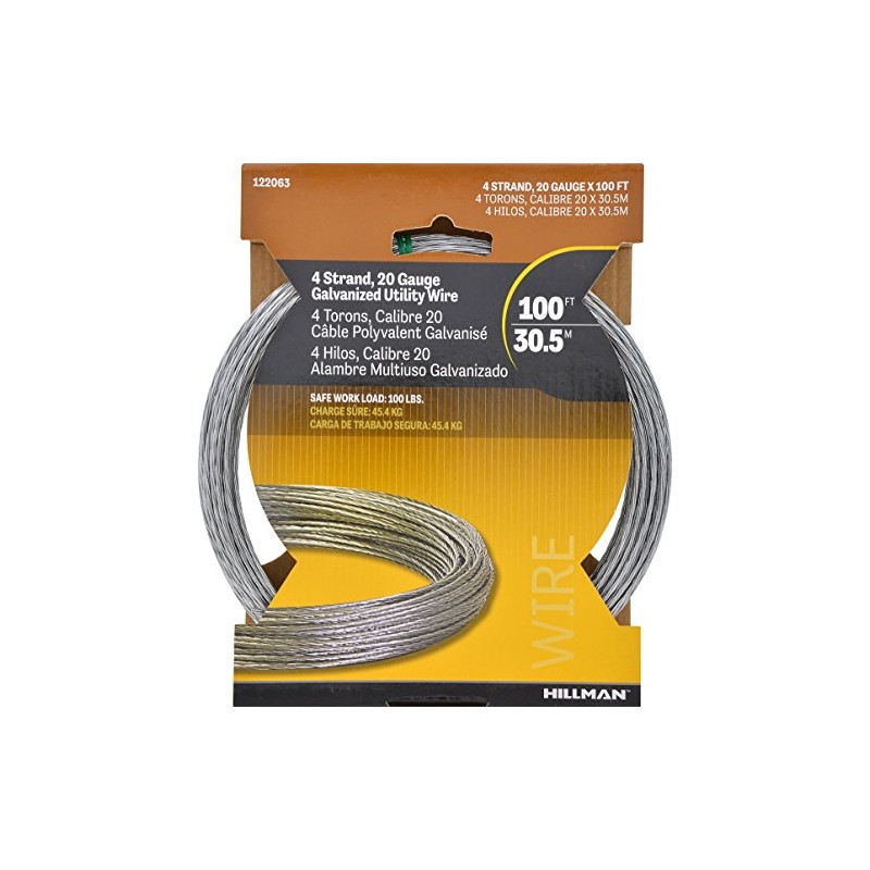 Hillman 122063 Galvanized Stranded Wire 4 Strand 100 Ft