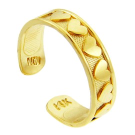 Classy Heart Yellow Gold Toe Ring (14K Gold)