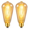DiCUNO LED Bulbs, E26 Base, 60W Equivalent, Bulb Color, Edison Bulb, 6W, 600lm, 2700K, Filament Bulb, Omnidirectional, Brown, Retro ST64, Non-Dimmer, Pack of 2