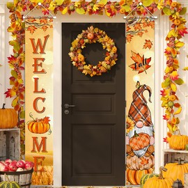 Happy Fall Y'all Porch Sign Fall Decorations Outdoor Thanksgiving Hanging Banners Autumn Harvest Dwarf Maple Leaf Porch Sign for Fall Photo Srops,Indoor Outdoor Door Wall Decor