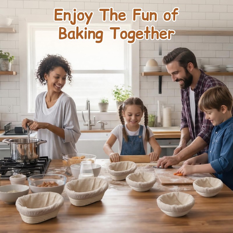 Yiyiring Set of 8 Mini Banneton Bread Proofing Basket with