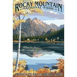 Rocky Mountain National Park, Colorado - Longs Peak and Bear Lake Fall (24x36 Giclee Gallery Print, Wall Decor Travel Poster)