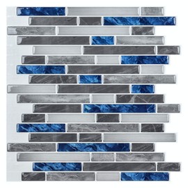 Art3d Peel and Stick Brick Kitchen Backsplash Self-Adhesive Wall Tile Stone Design, 10 Sheets 30x30cm Blue Marble