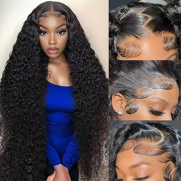 KRKRYQ 32 Inch 250% Density Deep Wave Lace Front Wigs