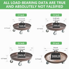 2 Pack Metal Heavy Duty Plant Caddy With Wheels 20 Inch, Round Plant Caddy Suitable For Outdoor and Indoor Mobile Flower Pots, Don't Worry About This Metal Product Getting Deformed or Damaged.