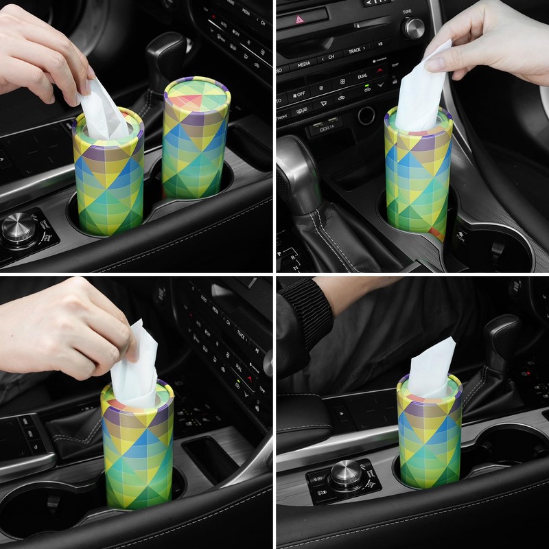 SINGARO Car Tissue Holder, 4 Pack Car Cup Holder Facial