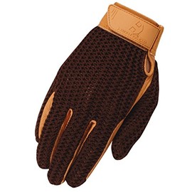Heritage Crochet Riding Gloves, Size 6, Brown/Tan