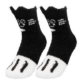 CHEERYMAGIC Cat Paw Fluffy Socks, Cute Women Cat Socks Fuzzy Cosy Warm Slipper Socks Funny Winter Thermal Women Bed Sock Cat Gifts for Women Girls Novelty Animal Bed Socks A7MMBQW