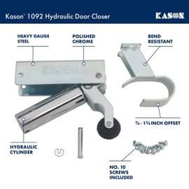 Kason 1092 Hydraulic Door Closer, 7/8 to 1 5/8 Inch Offset Hook, 11092000008