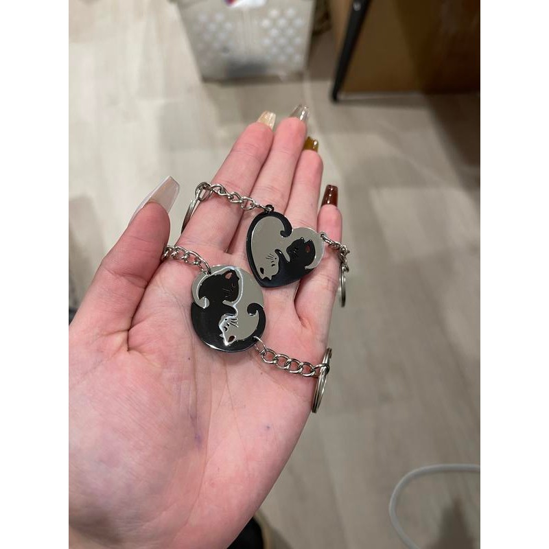 Cat Matching Keychain Set for Couples or Best Friends Gifts