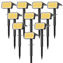 Flaow Solar Spot Lights Outdoor, [10 pack/118 LED] 4 Modes Auto On/Off Solar Landscape Spotlights, Ip67 Waterproof Solor Powered Pathway Lights for Outside Yard Garden Walkway Tree Patio (Warm White)