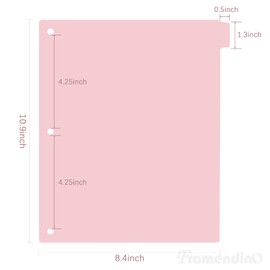 Framendino, Pink 3 Ring Binder Dividers with 8 Tabs, Plastic Tab Insertable Notebook Planner for Binders