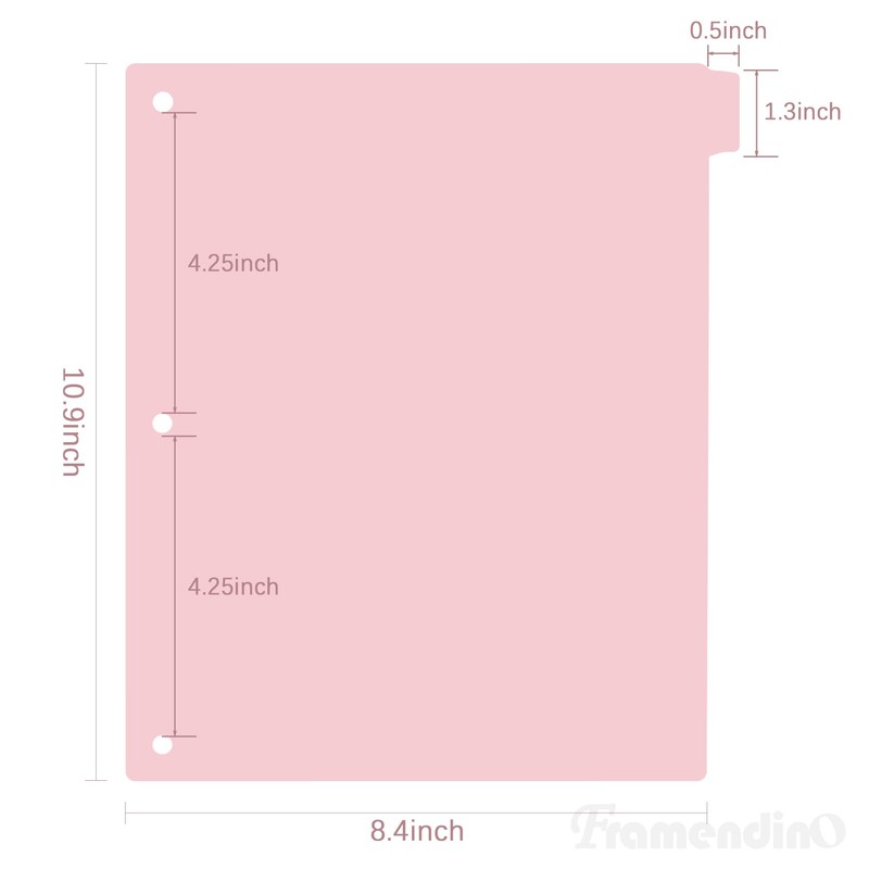 Framendino, Pink 3 Ring Binder Dividers with 8 Tabs, Plastic
