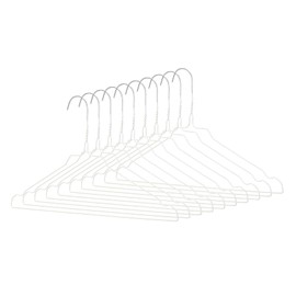 Whitmor Coating 16inch Metal Wire Coat Clothes Garment Hangers, White, 10 Pcs/Set, Total 6 Sets, 60 Pcs