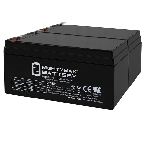 Mighty Max Battery 12V 3AH SLA Battery Replaces Bruno Elan SRE-3000 Medical Lift - 2Pack