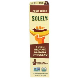 Organic Fruit Jerky, Banana with Cacao, 12 Strips, 0.8 oz (23 g) Each, Solely