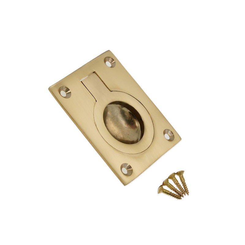Infinity Decor Polished Brass Square Flush Pull Ring Handle 60mm