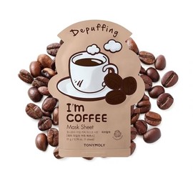 TONYMOLY I'm Coffee Sheet Mask, De-Puffing Face Treatment, Natural Ingredients, 1 Count