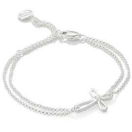 Molly B London Sterling Silver Rounded Cherish Diamond Cross Bracelet for Girls and Teens. Ideal for First Communion Gifts, Baptism, Gotcha Day, Quinceañera, Flower Girl and Bridesmaid Gifts