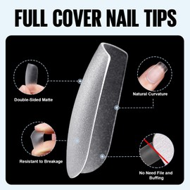 TOMICCA Nail Tips and Glue Gel Kit - Gel x Nail Kit 240pcs Short Square Soft Gel Nail Tips and 8 in 1 Nail Glue Gel, Full Matte Fake Nails Acrylic Nail Extension Kit with UV LED Lamp, Easy DIY Art