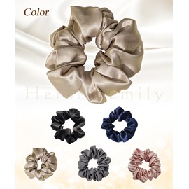 Herbeluemily Scrunchie 100% Silk Hair Rubber Gentle on Hair and Won't Leave Traces, Mother's Day, Stylish Adult, Set of 1, Champagne Gold L