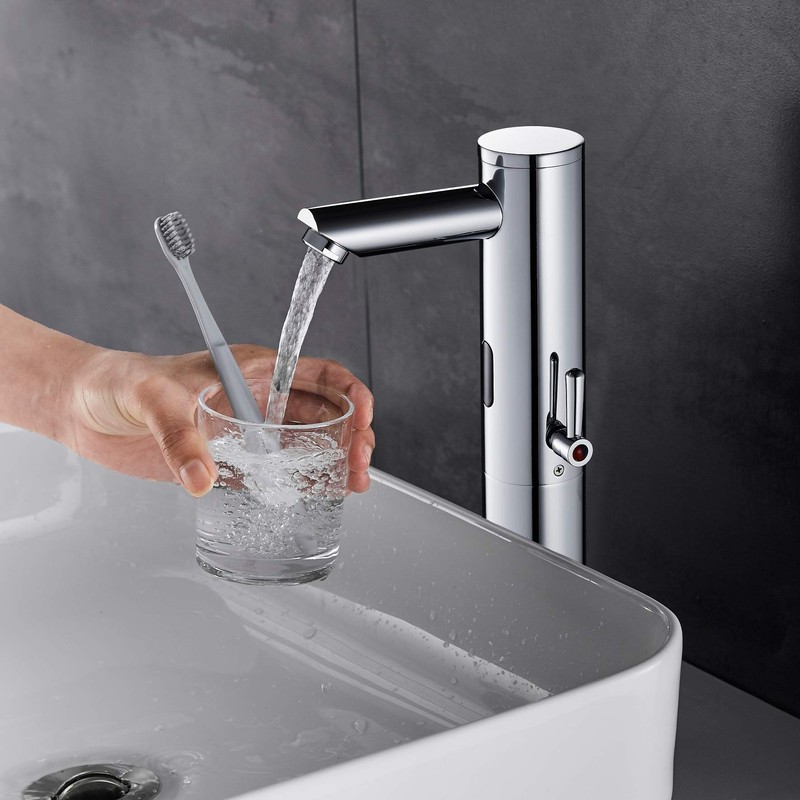 HHOOMMEE Automatic Touchless Bathroom Sink Faucet Tall Body Motion Activated