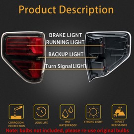 MiKaFex Tail Light Compatible With Ford F150 F-150 2009 2010 2011 2012 2013 2014 Passenger and Driver Side Smoked Taillights Replaces BL3Z13404AB