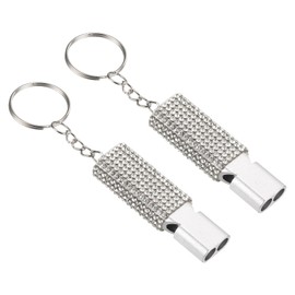 PATIKIL Emergency Whistle with Keychain, 2Pcs Bling Safety Survival Whistles Rescue Signaling Loud for Outdoor Camping Hiking Boating Hunting Fishing, White