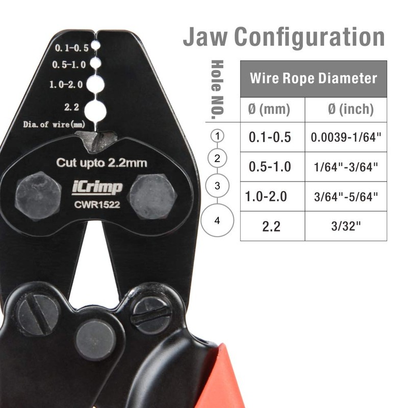 iCrimp Wire Rope Tool Set for Aluminum Oval Sleeves and