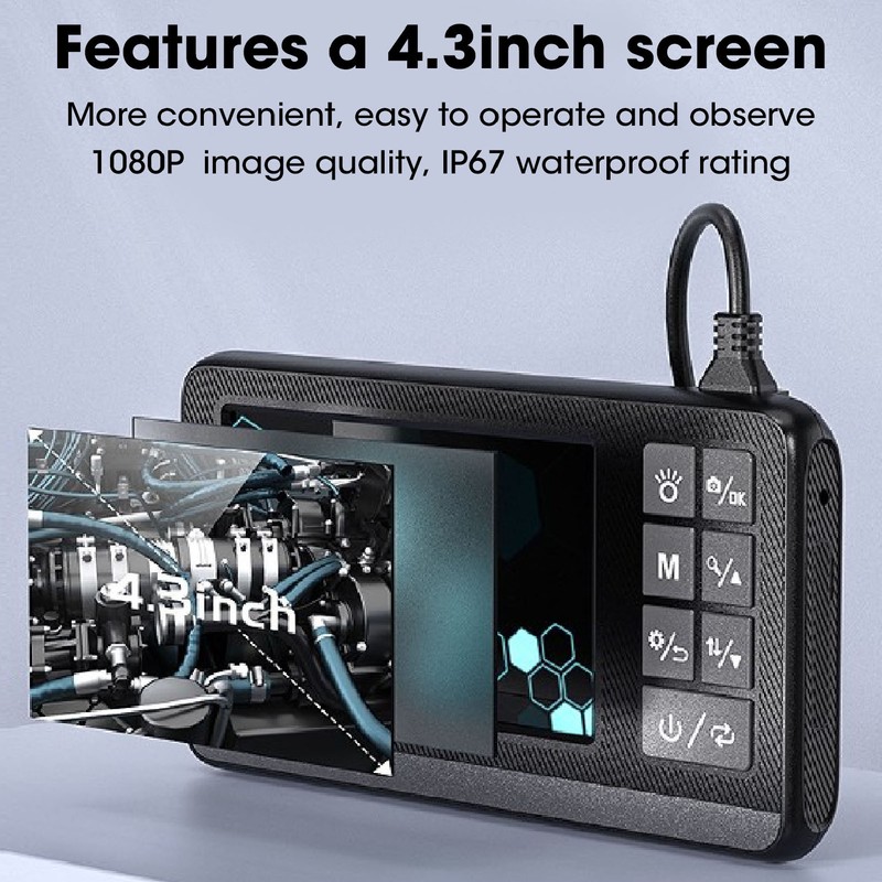 Industrial Endoscope Waterproof 1080P HD Dual Lens Borescope Inspection Sewer