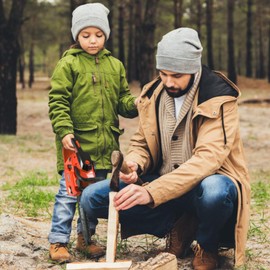 Hey!Play! Toy Chainsaw for Boys and Girls- Outdoor Power Tool for Pretend Play-Battery Powered with Pull Cord, Rotating Chain and Realistic Sounds, Orange