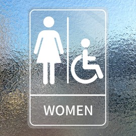 Women Restroom Sticker Sign Vinyl 6 x 10 Inch Removable Waterproof Self-Adhesive Handicap Bathroom Door Window Decal for Businesses Offices Public 5 Pack