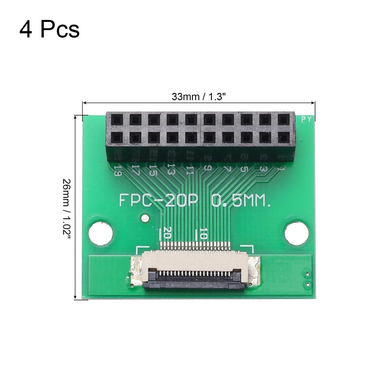 sourcing map 4pcs FFC FPC Connector Board 20 Pins 0.5mm