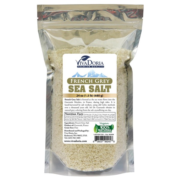 Viva Doria Sel Gris French Light Grey Sea Salt, 1.5 lb (24 oz)