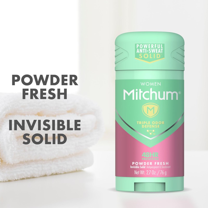 Women's Deodorant by Mitchum, Solid Antiperspirant Deodorant Stick, Powder Fresh,