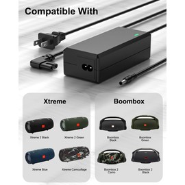 for JBL Xtreme 2 Charger, 19V Power Cord Compatible with JBL Xtreme 2, Xtreme 1, Boombox 2, Boombox 1, Xtreme Special Edition Portable Wireless Bluetooth Speaker 9.8FT Power Cord Adapter