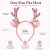 Pink Reindeer Antler Headband Glitter Bow Elk Bells Hair Hoop